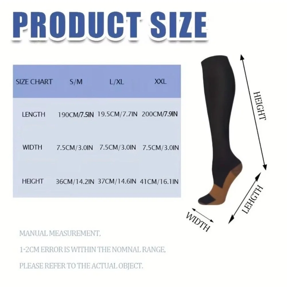 Unisex 20-30 mmHg Compression Socks L/XL Knee High Medical Beige Rib 4 Pack‎ NEW